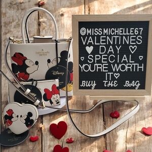 Kate Spade Disney X Minnie & Mickey Mouse Tote Bag, Sm. Bifold Wal. & Bag Charm